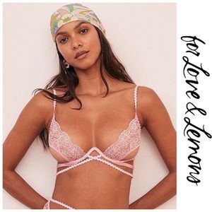 🍋 For Love & Lemons Gracie Bra M Beautiful Embroidery on Soft Satin